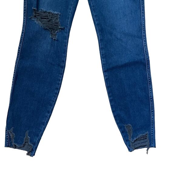 GOOD AMERICAN GOOD CURVE CURTAIN HEM SKINNY JEANS BLUE859 NWT Size 0 - Picture 7 of 8